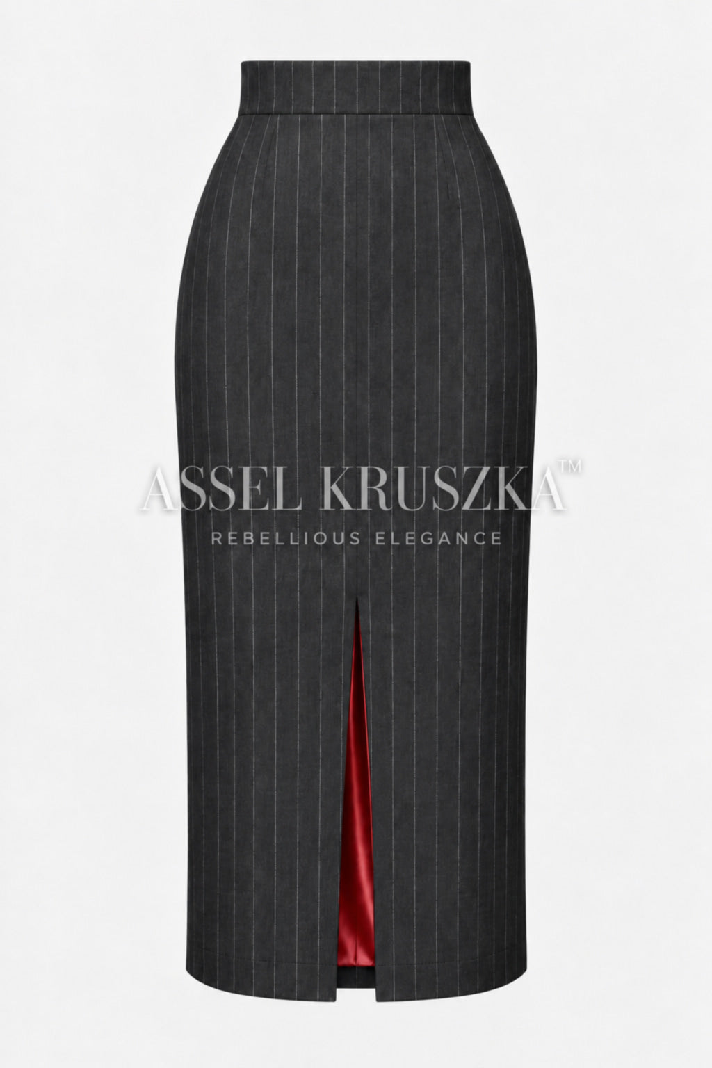 Pinstripe suit — Charcoal detail