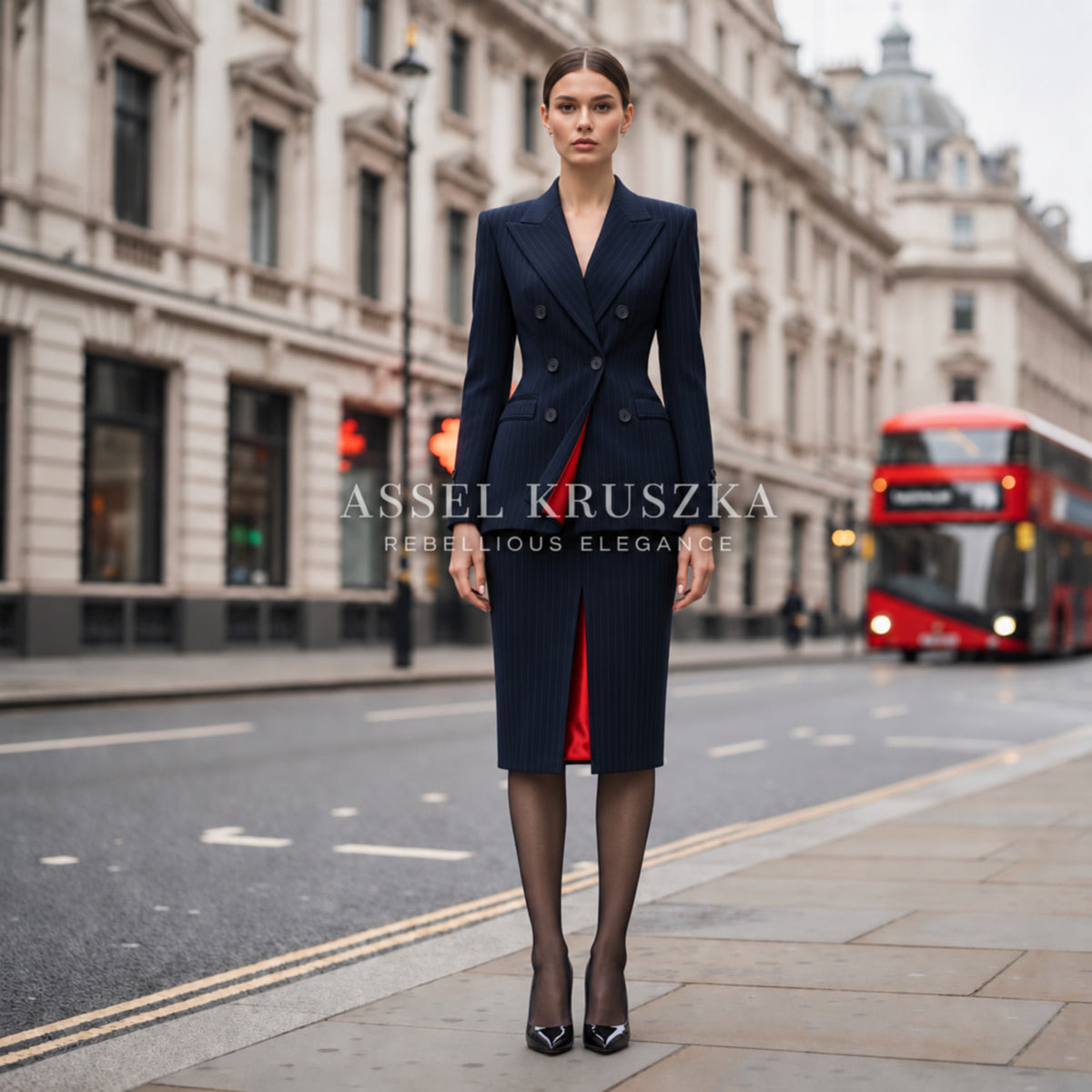 Pinstripe suit — Navy